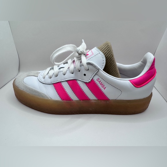Adidas  Samba Womens Sneakers White Hot Pink Gum Sole - Picture 5 of 16